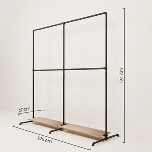 LAS 2 OAK – 2 rafturi | Dulap de haine cu raft din lemn