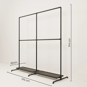 LAS 2 METAL – 2 shelves | Clothes rack black with storage