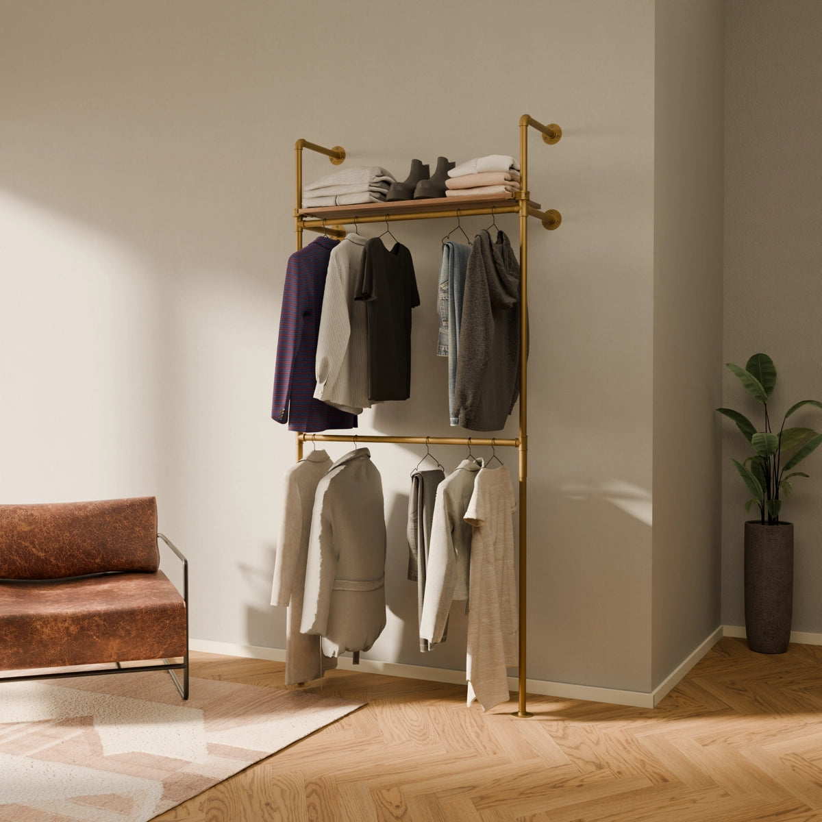 KIM DOUBLE 1 OAK – 1 shelf | gold