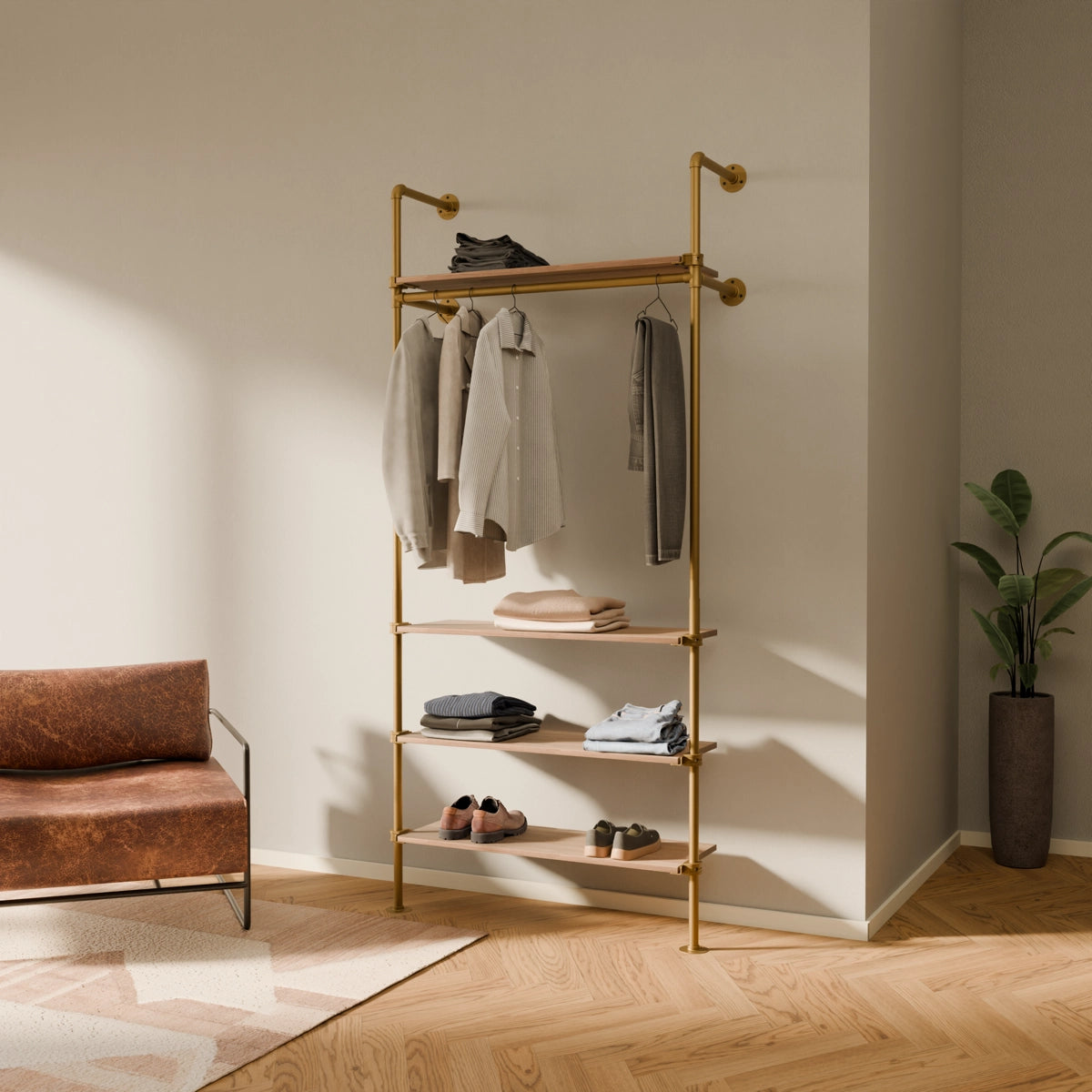 KIM 1 OAK – 4 shelves | gold