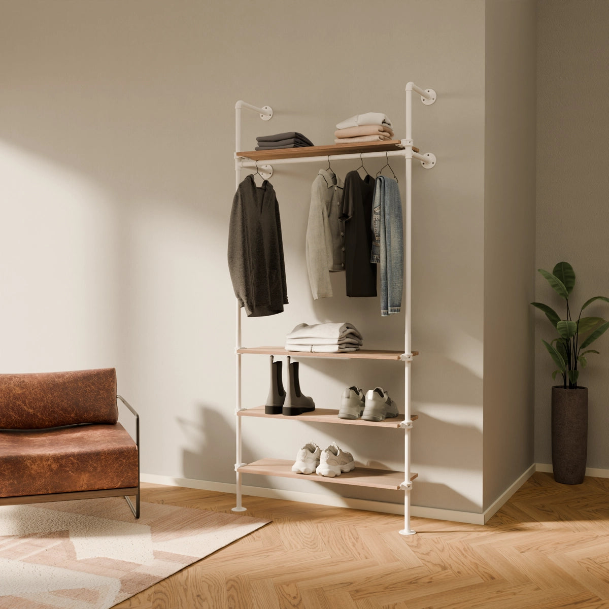 KIM 1 OAK – 4 shelves | white