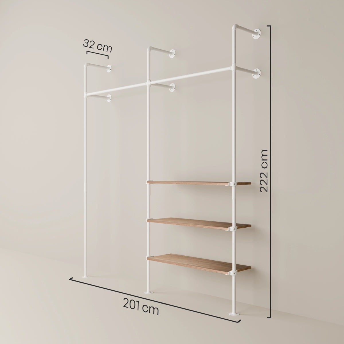 KIM 2 OAK – 3 shelves | white