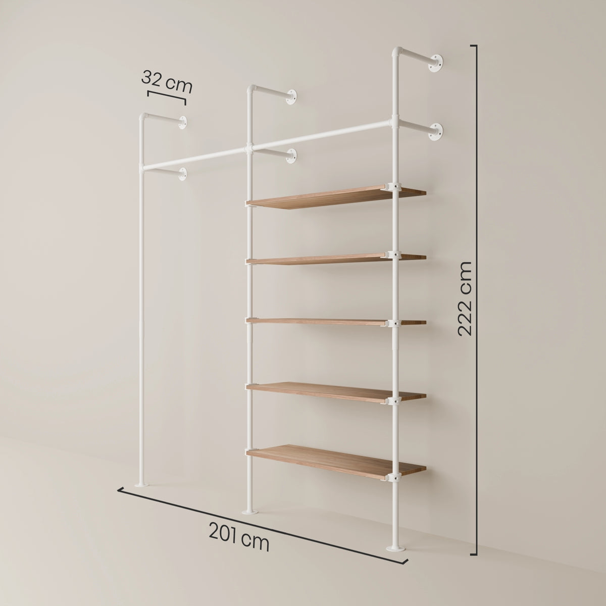 KIM 2 OAK – 5 shelves | white