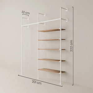 KIM 2 OAK – 5 shelves | white