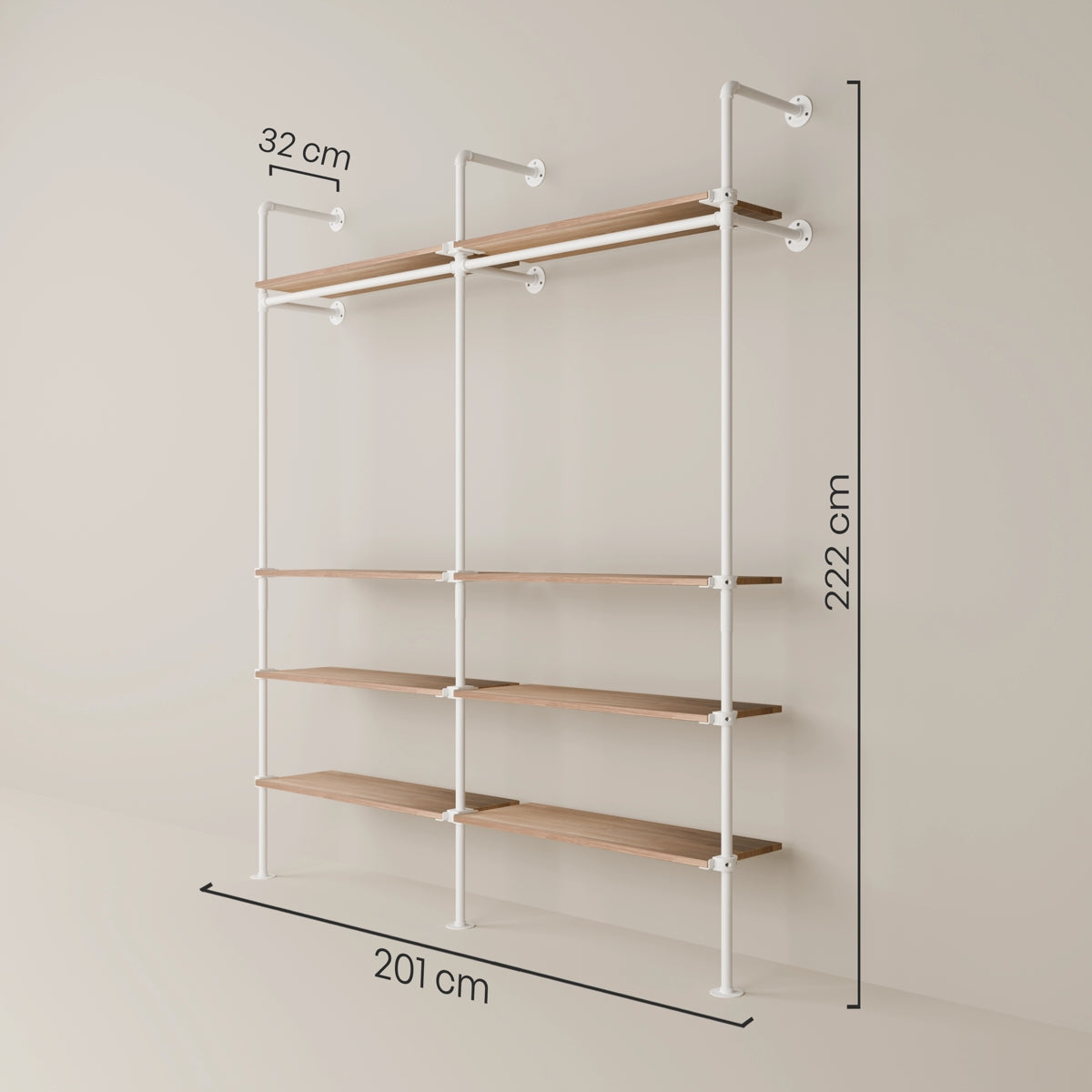 KIM 2 OAK – 8 shelves | white