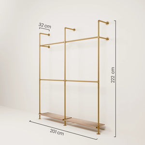 KIM DOUBLE 2 OAK –  2 bottom shelves | gold