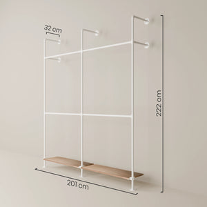 KIM DOUBLE 2 OAK – 2 shelves at the bottom | white