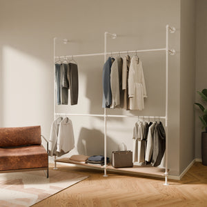 KIM DOUBLE 2 OAK – 2 shelves at the bottom | white