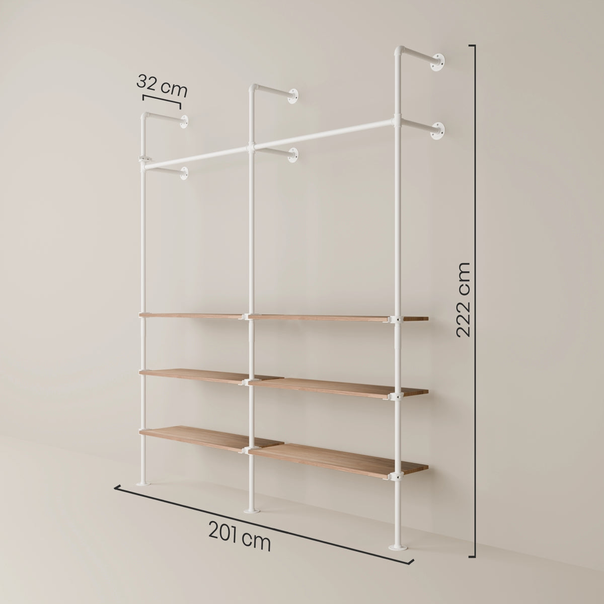 KIM 2 OAK – 6 shelves | white