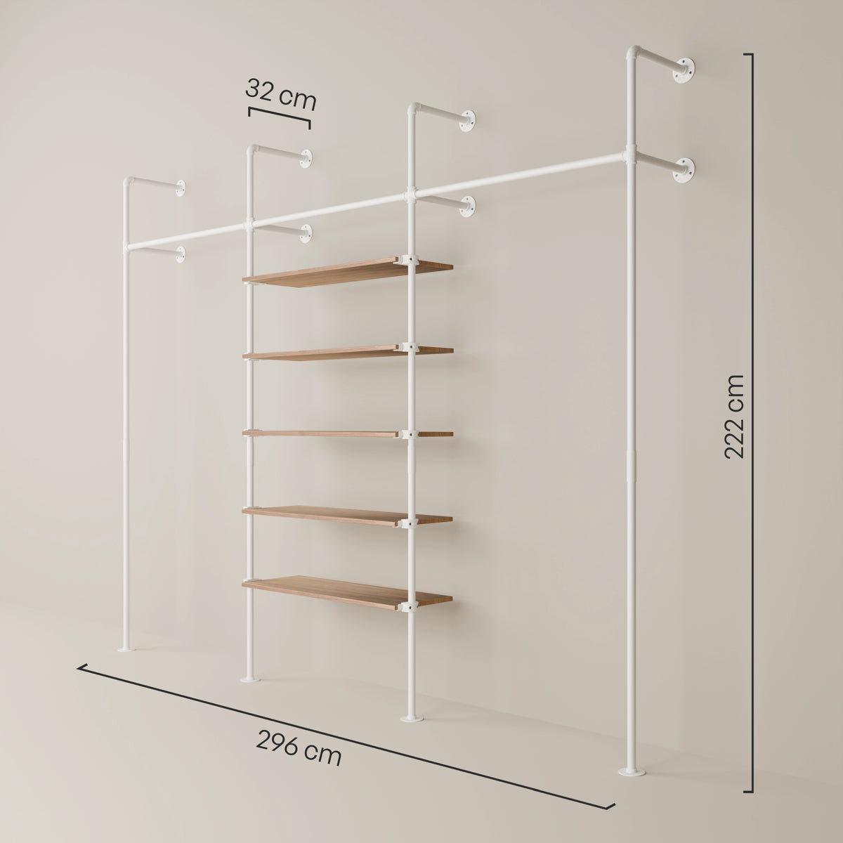 KIM 3 OAK – 5 shelves | white