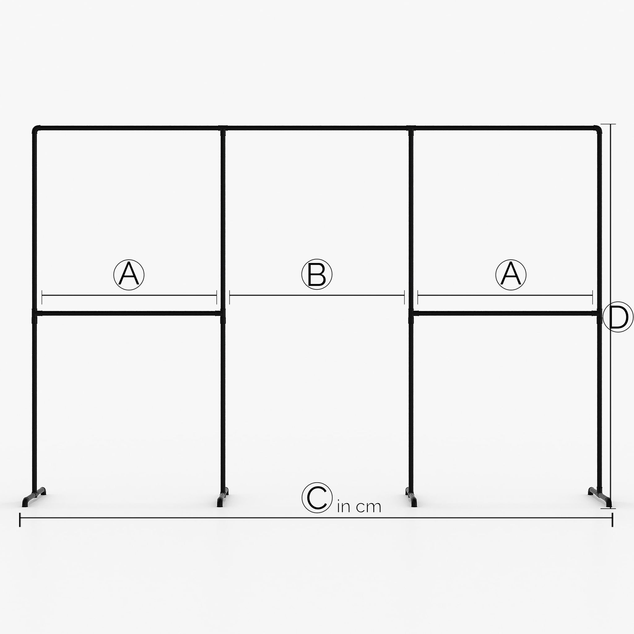 Sur mesure – LAS III – Portemanteau Industriel | Design Industriel | Tubes noirs